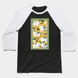 Polka Purradise: Feline Dot Delight Baseball T-Shirt